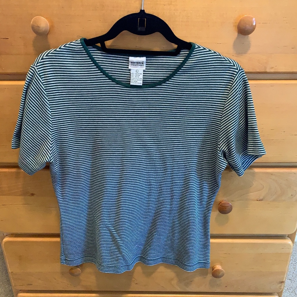 Sostanza contemporary apparel green/ white tshirt